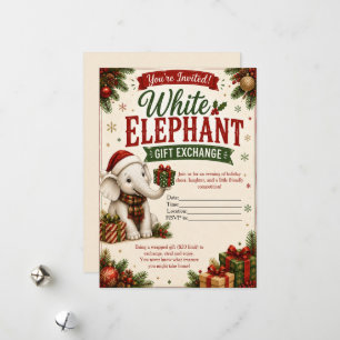 White Elephant Christmas Gift Exchange Holiday Card