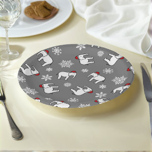 White Elephant Christmas (Grey) Paper Plate