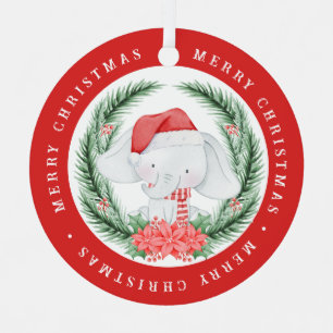 White Elephant Christmas Metal Tree Decoration