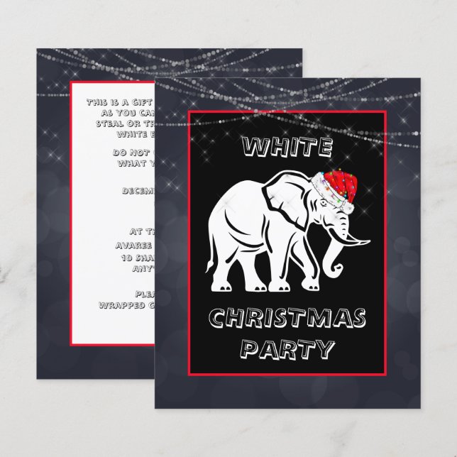 White Elephant Christmas Party Invitation (Front/Back)