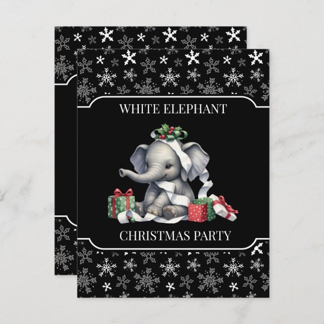 White Elephant Christmas Party Invitation (Front/Back)