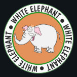 White Elephant Exchange Cartoon Classic Round Sticker<br><div class="desc">White Elephant Exchange Cartoon Round Sticker</div>