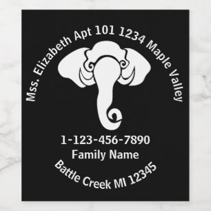 White Elephant  Family Home Address Republican  Wine Label