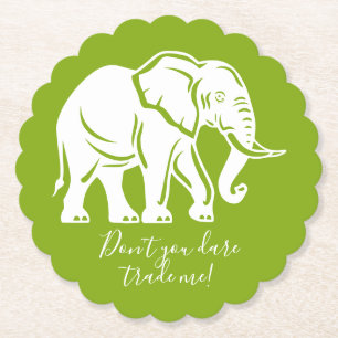 White Elephant Gag Gift Paper Coaster