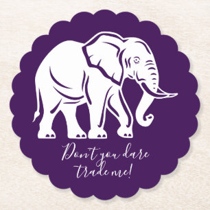 White Elephant Gag Gift Paper Coaster