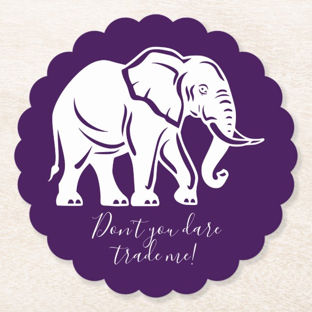 White Elephant Gag Gift Paper Coaster (Front)