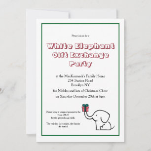 White Elephant Gift Exchange Christmas Party Invitation