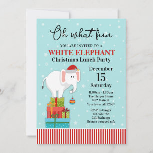 White Elephant Gift Exchange Holiday Invitation