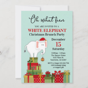 White Elephant Gift Exchange Holiday Invitation