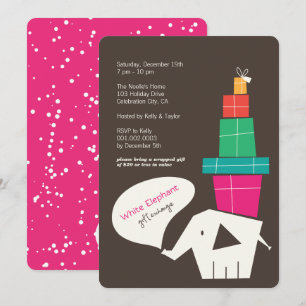 White Elephant Gift Exchange Modern Holiday Party Invitation