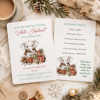 White Elephant Gift exchange party Invitation