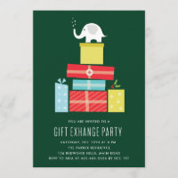White elephant gift exchange Party Invite_pine