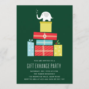 White elephant gift exchange Party Invite_pine Invitation