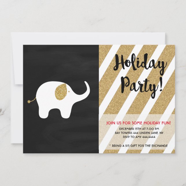 White Elephant Holiday Christmas Exchange Invitation (Front)