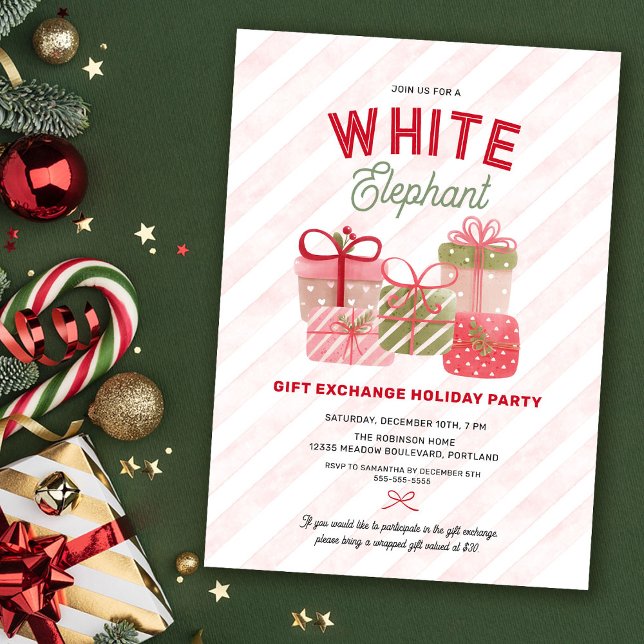 White Elephant Holiday Gift Exchange Party Invitation (Creator Uploaded)
