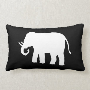 White Elephant Lumbar Cushion