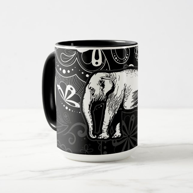White Elephant Paisley Design Mug (Front Left)