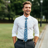 White Elephant Party Christmas (Blue) Neck Tie