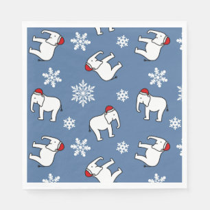 White Elephant Party Christmas (Blue) Paper Napkin
