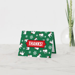 White Elephant Party Christmas (Green) Thank You Card