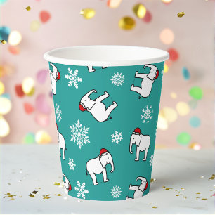 White Elephant Party Christmas (Teal) Paper Cup