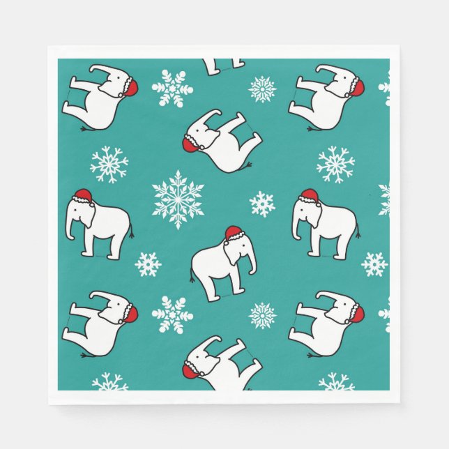 White Elephant Party Christmas (Teal) Paper Napkin (Front)