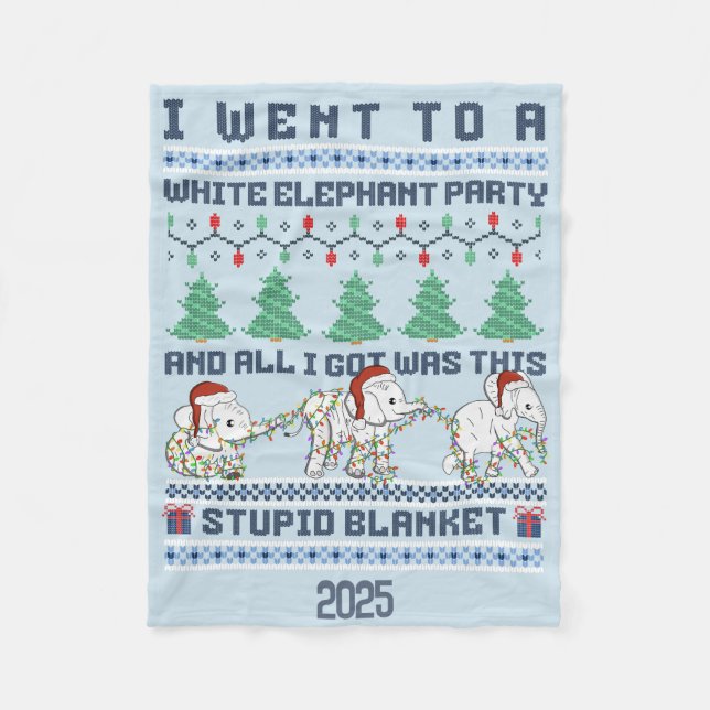 White Elephant Party Custom Gift Funny Fleece Blanket (Front)