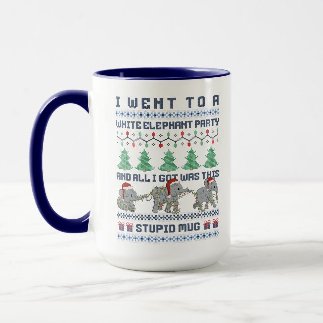 White Elephant Party Funny Ugly Christmas Joke Mug (Left)