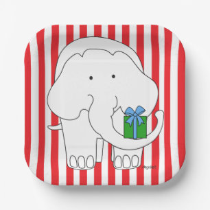 White Elephant Party Paper Plate