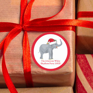 White Elephant Party Personalised Christmas Gift Classic Round Sticker