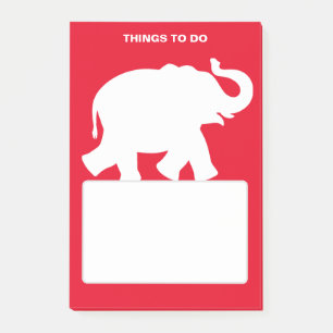 White Elephant Silhouette on Red Things To Do Post-it Notes