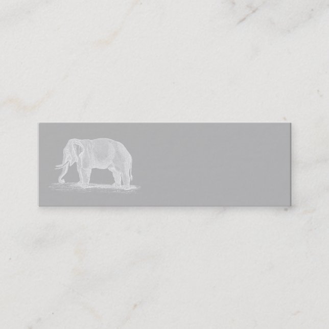 White Elephant Vintage 1800s Illustration Mini Business Card (Front)