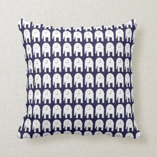 White Elephants on Dark Blue Cushion