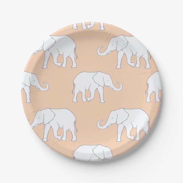 White Elephants Paper Plate (Front)