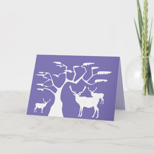 White Elk Silhouette Greeting Card (Front)