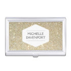 WHITE EMBLEM ON GOLD GLITTER Business Card Holder