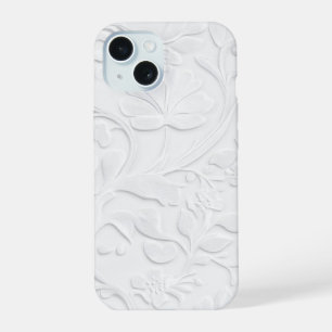 White Embossed Floral Pattern Phone Case