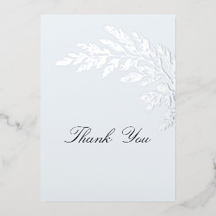 White Embossed Look Pine Branch Thank You Card