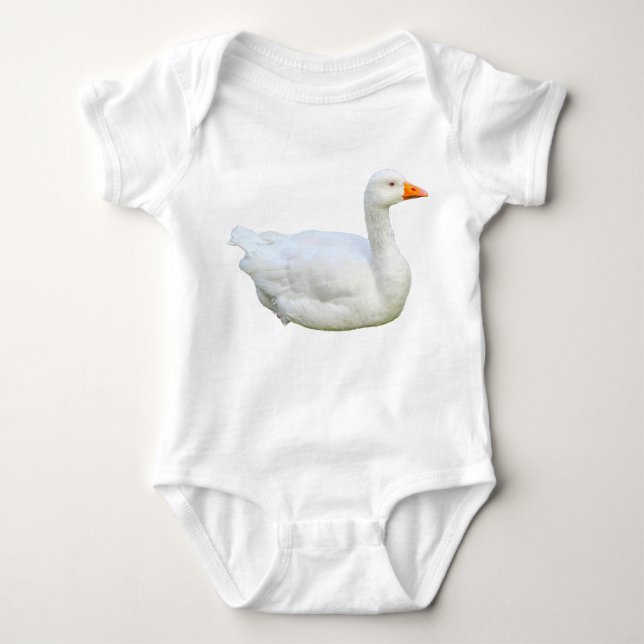 White Emden Goose Baby Bodysuit (Front)