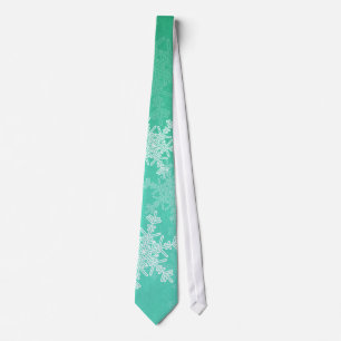 White Emerald Snowflakes Minimalist Christmas Name Tie