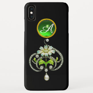 WHITE ENAMEL FLOWER, PEARLS AND DIAMONDS MONOGRAM iPhone XS MAX CASE
