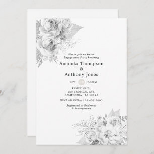 White Engagement Party Invitation