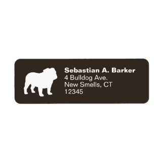 White English Bulldog Silhouette Return Address