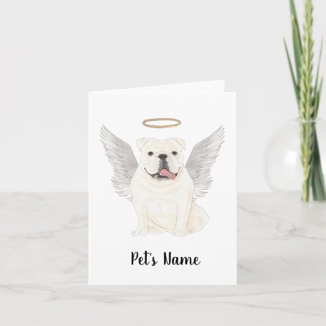 White English Bulldog Sympathy Memorial Card (Front)