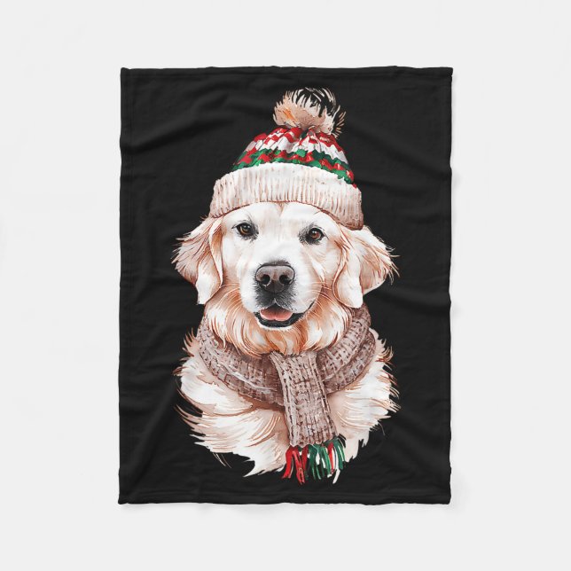 White English Cream Golden Retriever Mom Dog Puppy Fleece Blanket (Front)