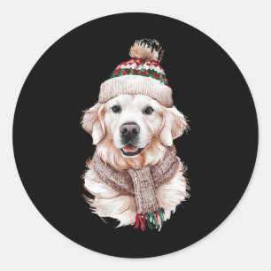White English Cream Golden Retriever Mum Dog Puppy Classic Round Sticker