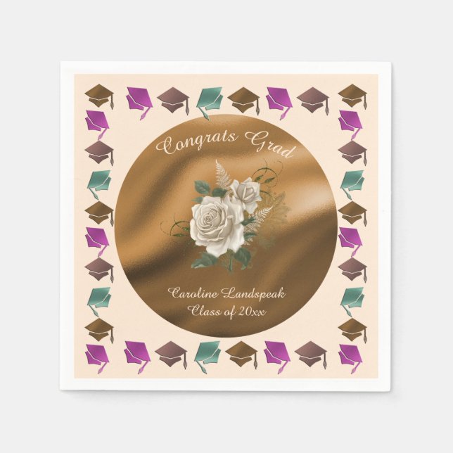 White English Flowers, Graduation 2025 Napkin (Front)