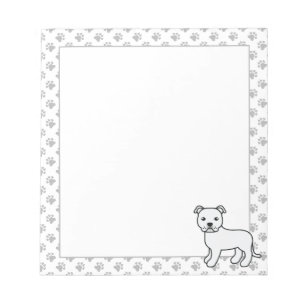 White English Staffie Cute Cartoon Dog Notepad