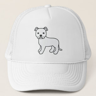 White English Staffordshire Bull Terrier Dog Trucker Hat