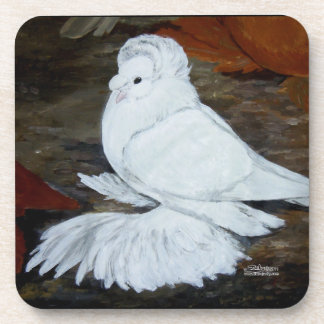 White English Trumpeter Pigeon Coaster